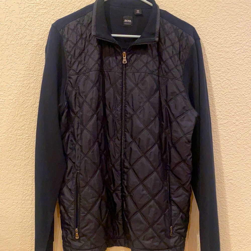 Regular fit Men’s HUGO BOSS ‘Pizzoli’ knit and quilted jacket.